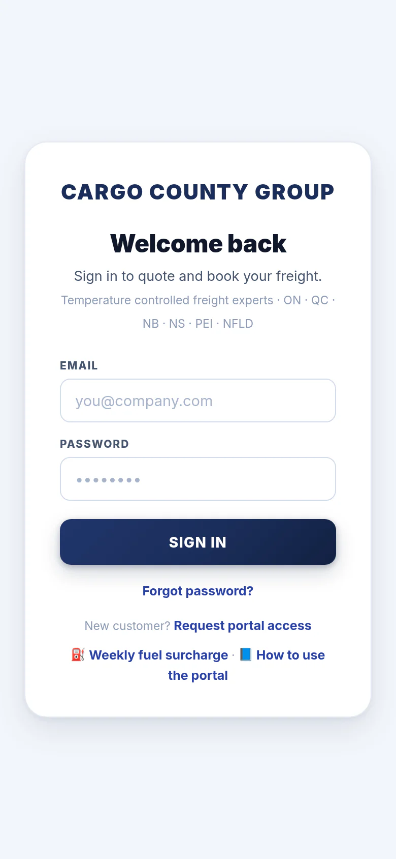 The sign-in screen on a phone